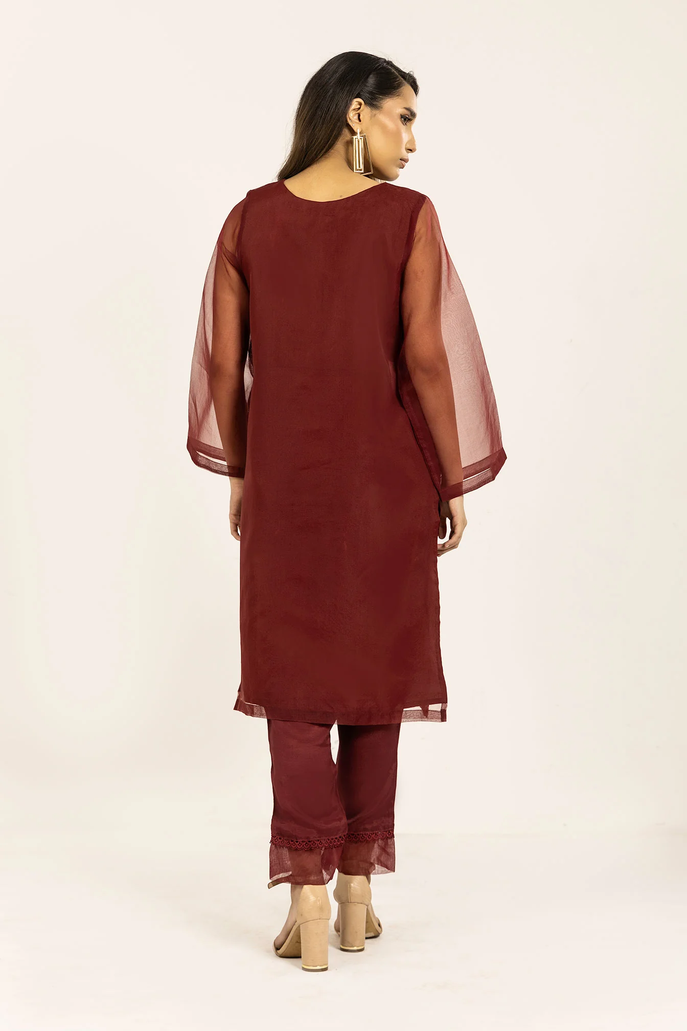 DA-1836 MAROON EMBROIDERED KURTA - Image 3
