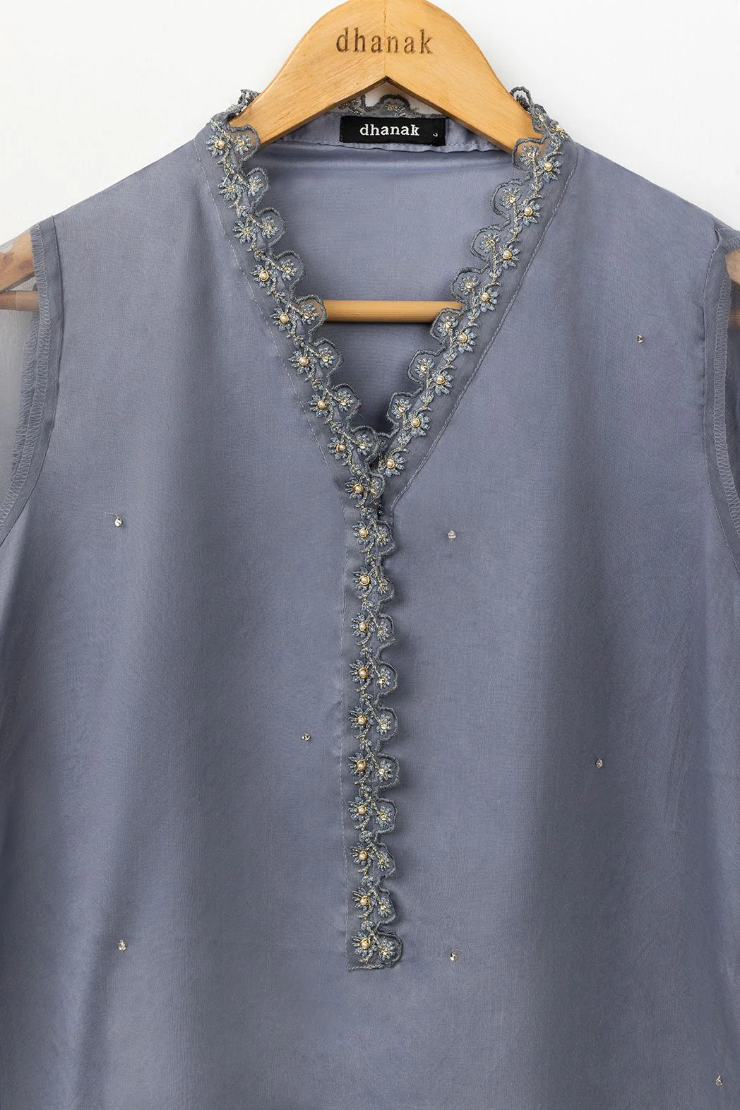 DA-1482 GREY EMBROIDERED KURTA WITH DUPATTA - Image 2