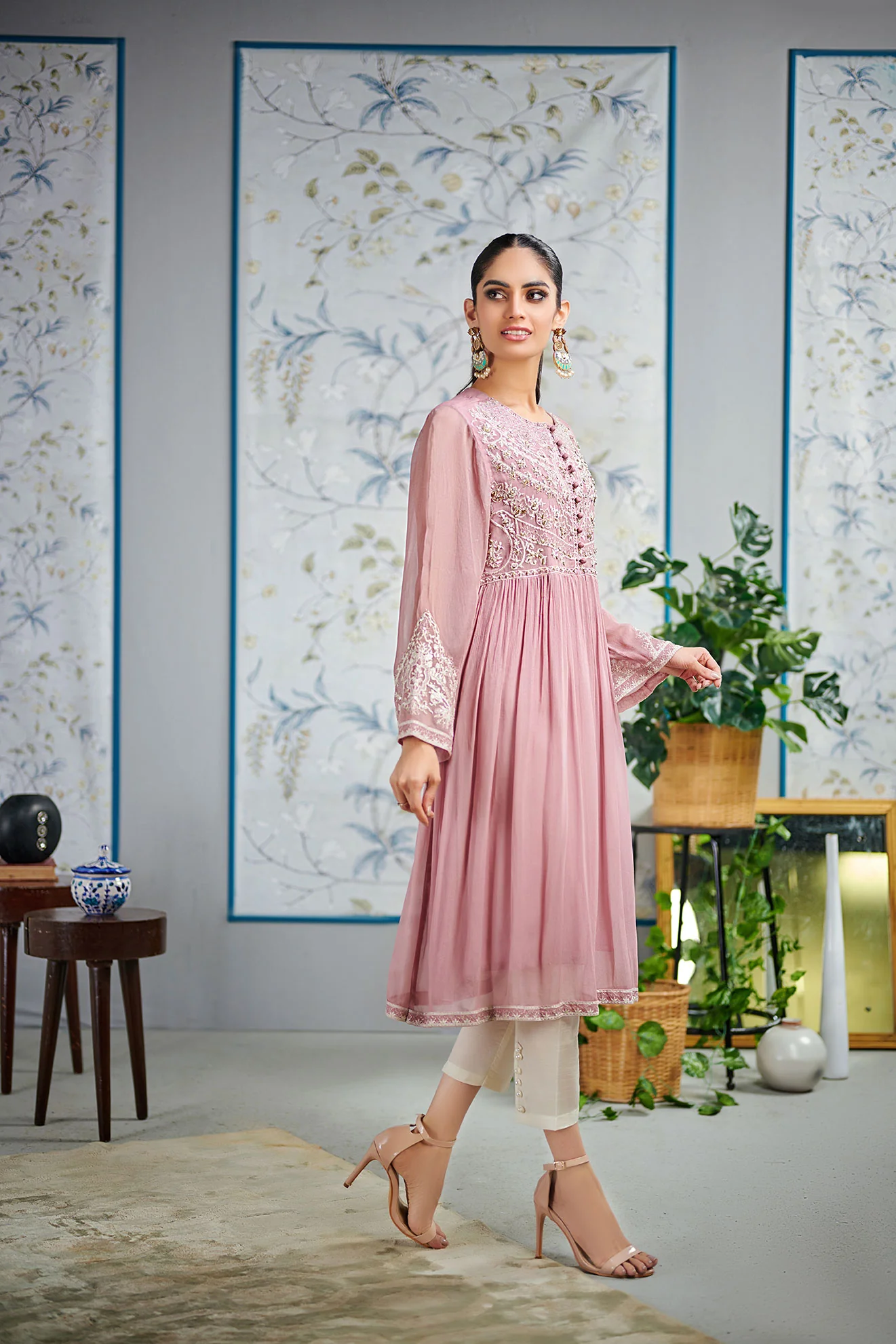 DA-1519 PURPLE EMBROIDERED KURTA - Image 3