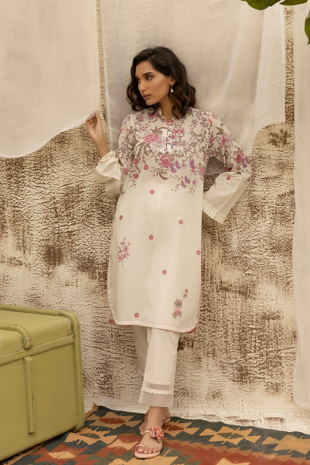 DC-0480 OFFWHITE DIGITAL PRINTED KURTA - Image 2