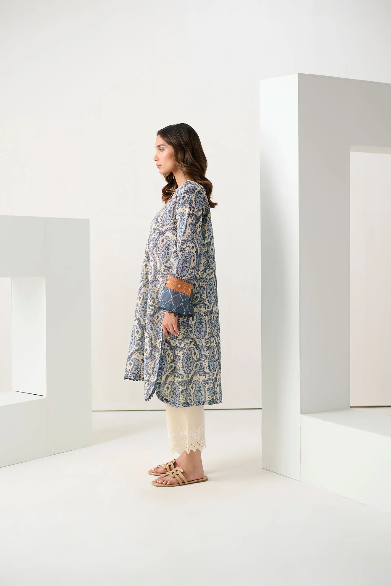 DC-0545 BLUE DIGITAL PRINTED KURTA - Image 2