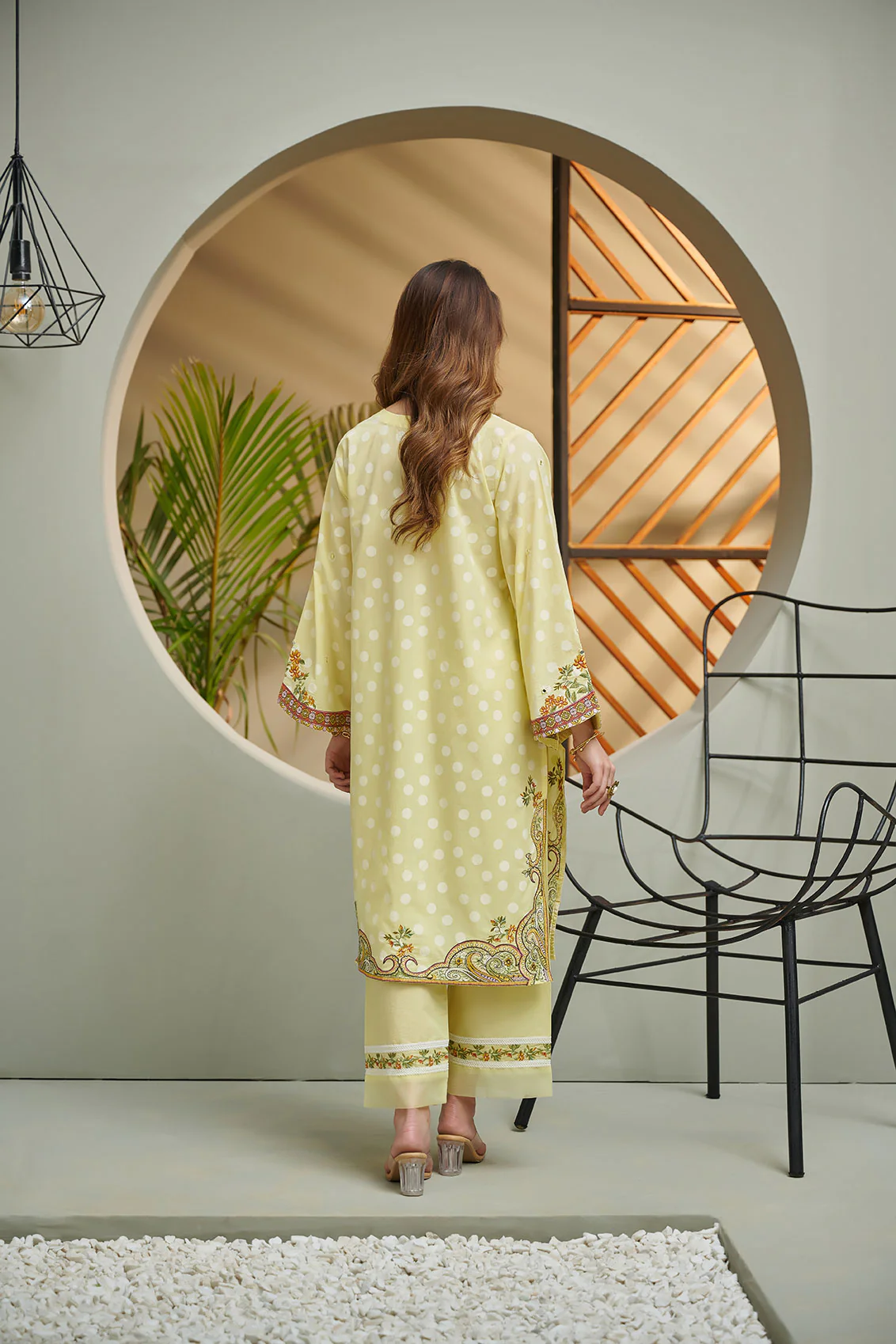 DC-2036 YELLOW 2PCS EMBROIDERED KURTA WITH TROUSER - Image 4