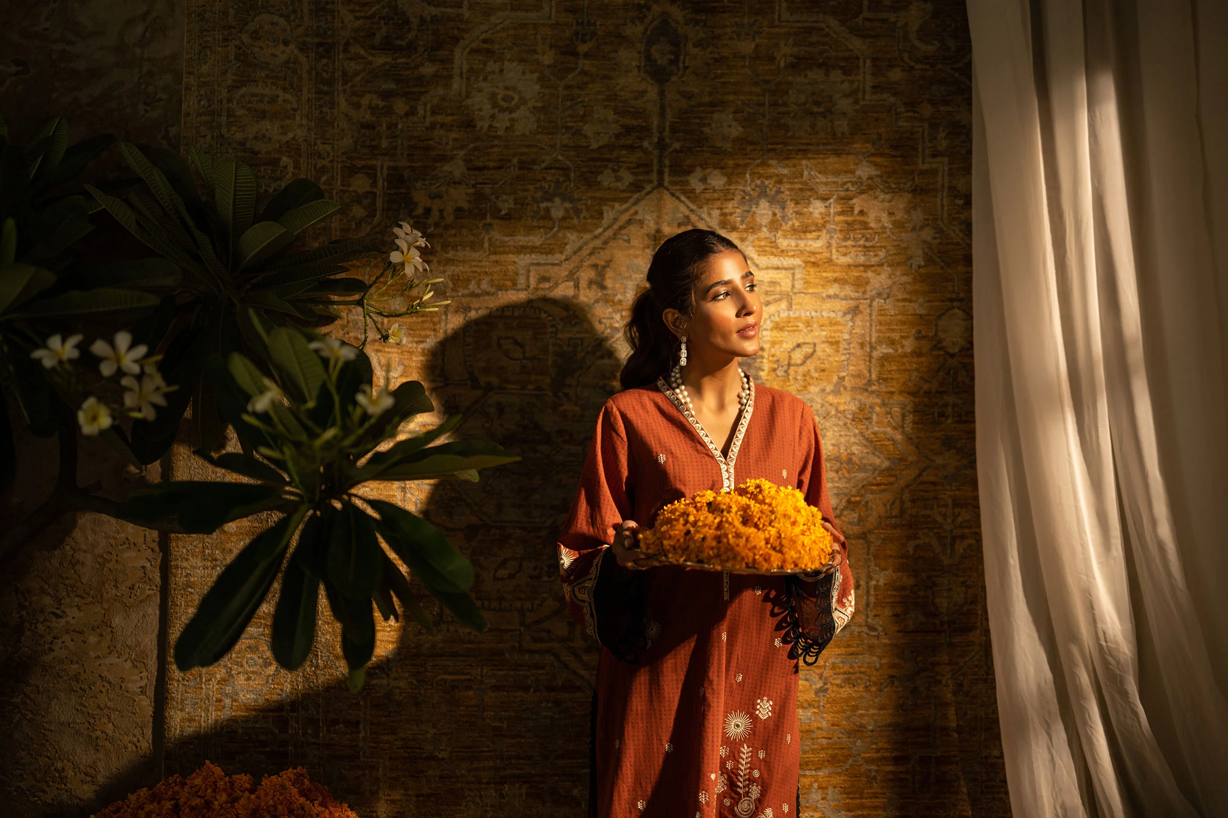 DC-2066 RUST 2PCS EMBROIDERED KURTA WITH TROUSER - Image 4
