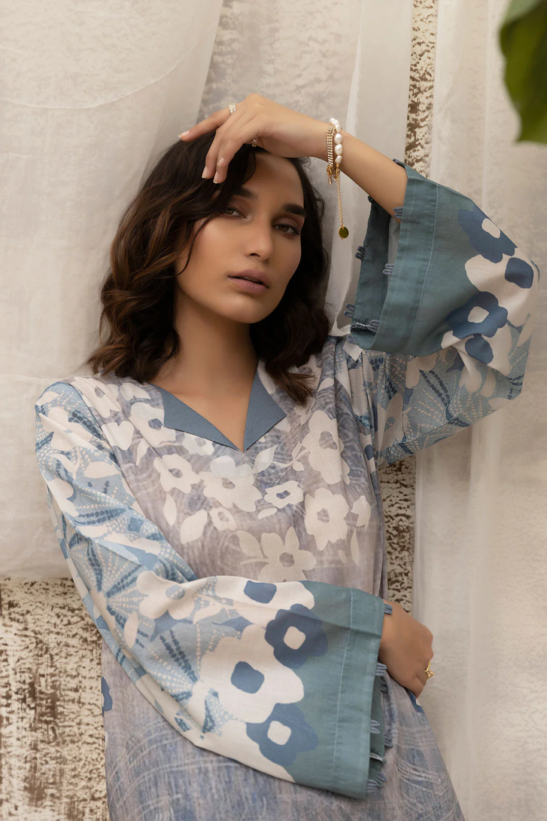 DC-2131 BLUE LAWN 2PCS PRINTED KURTA WITH TROUSER - Image 2