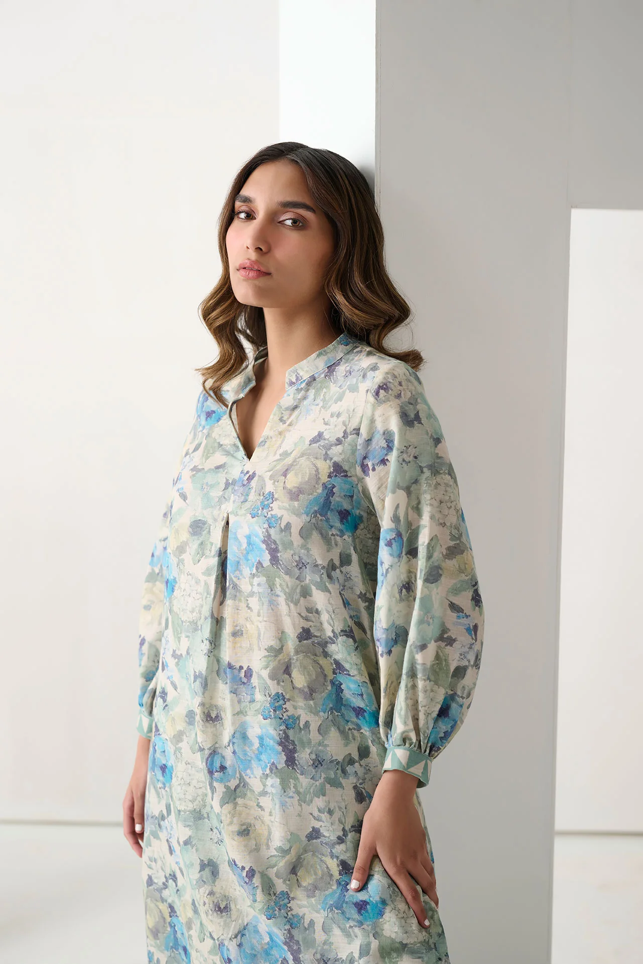 DC-2294 SKY BLUE 2PCS EMBROIDERED KURTA WITH TROUSER - Image 4