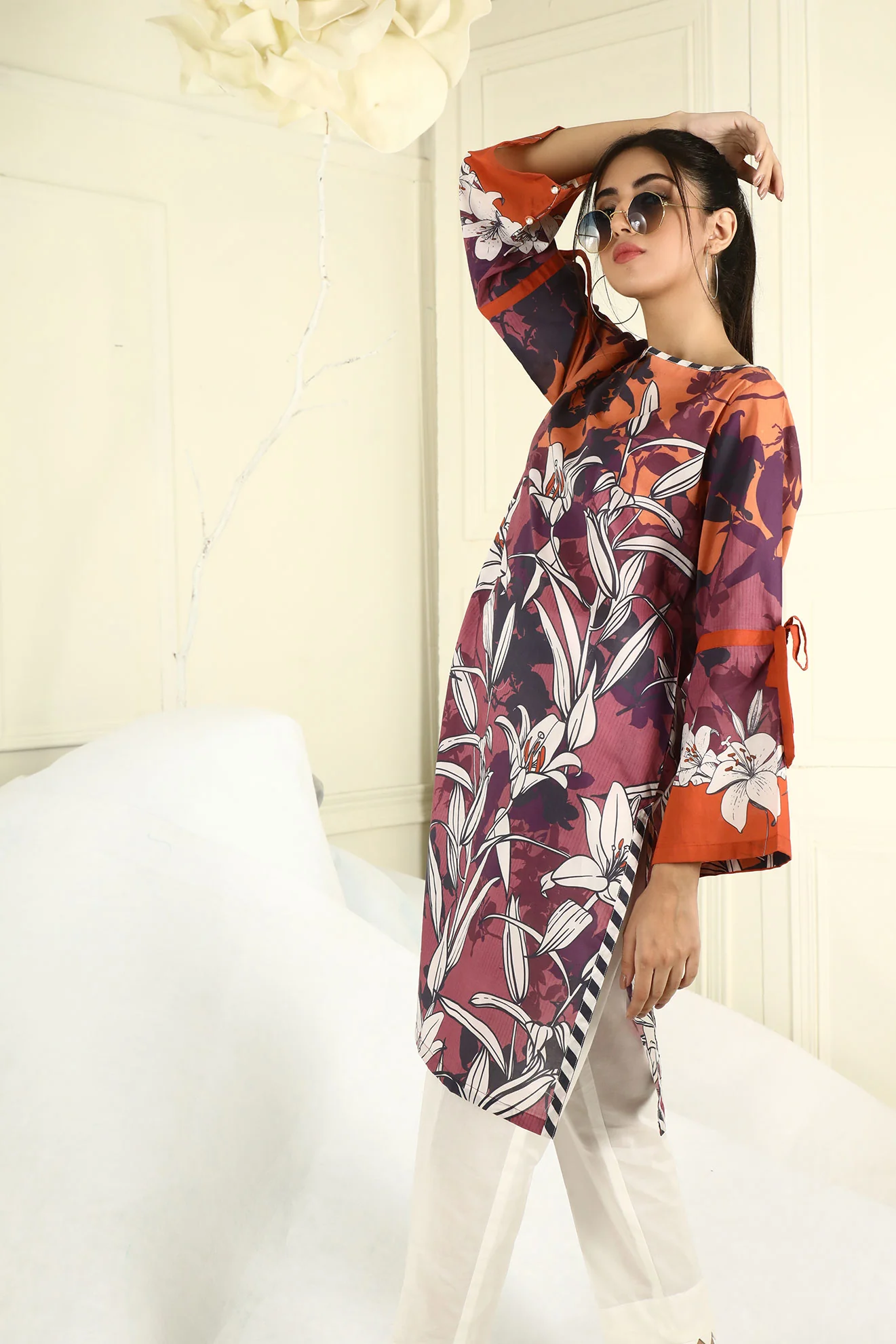 DC-0276 RUST EMBROIDERED KURTA - Image 3