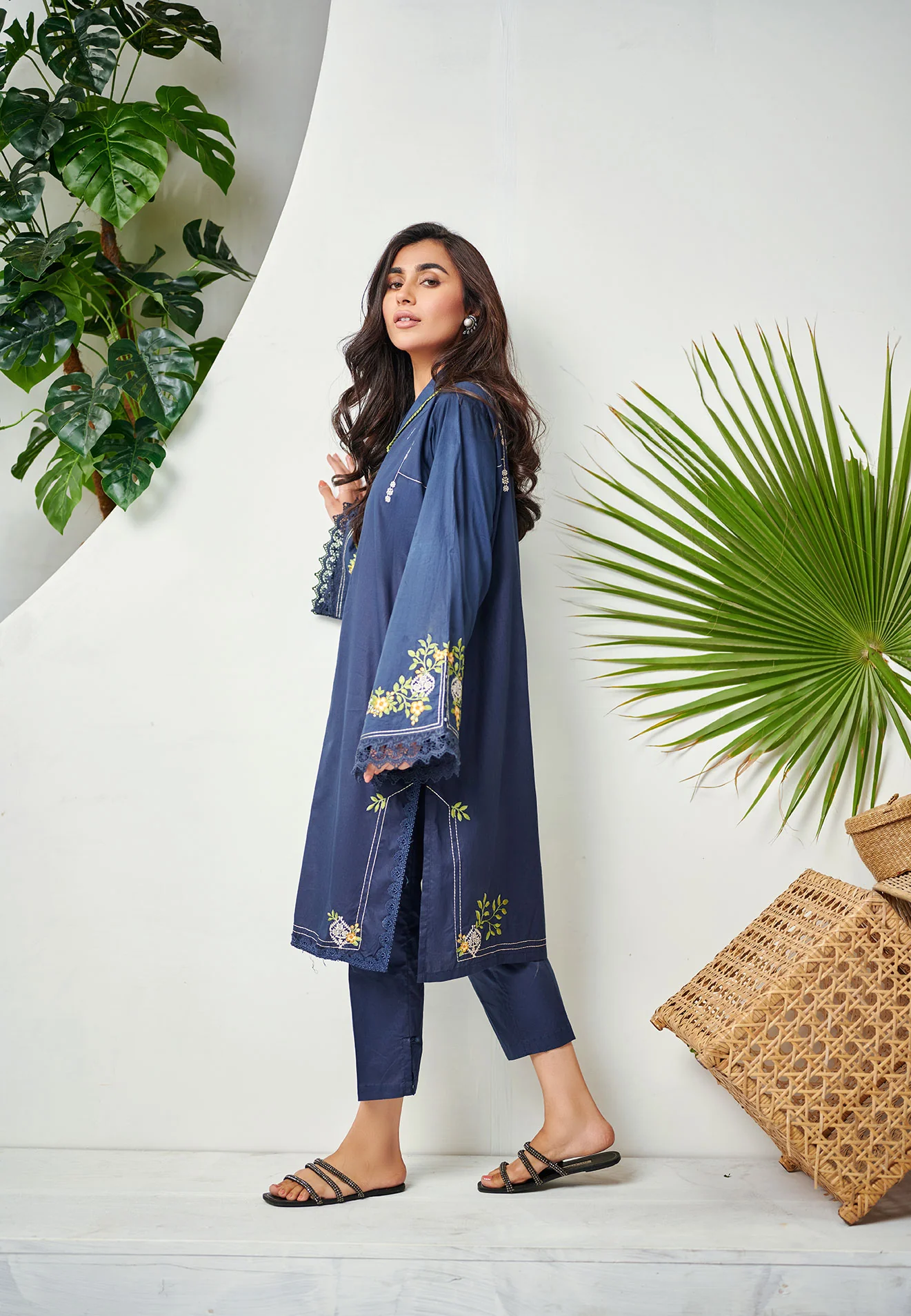 DC-0335 NAVY-BLUE Lawn 2Pcs - Image 5