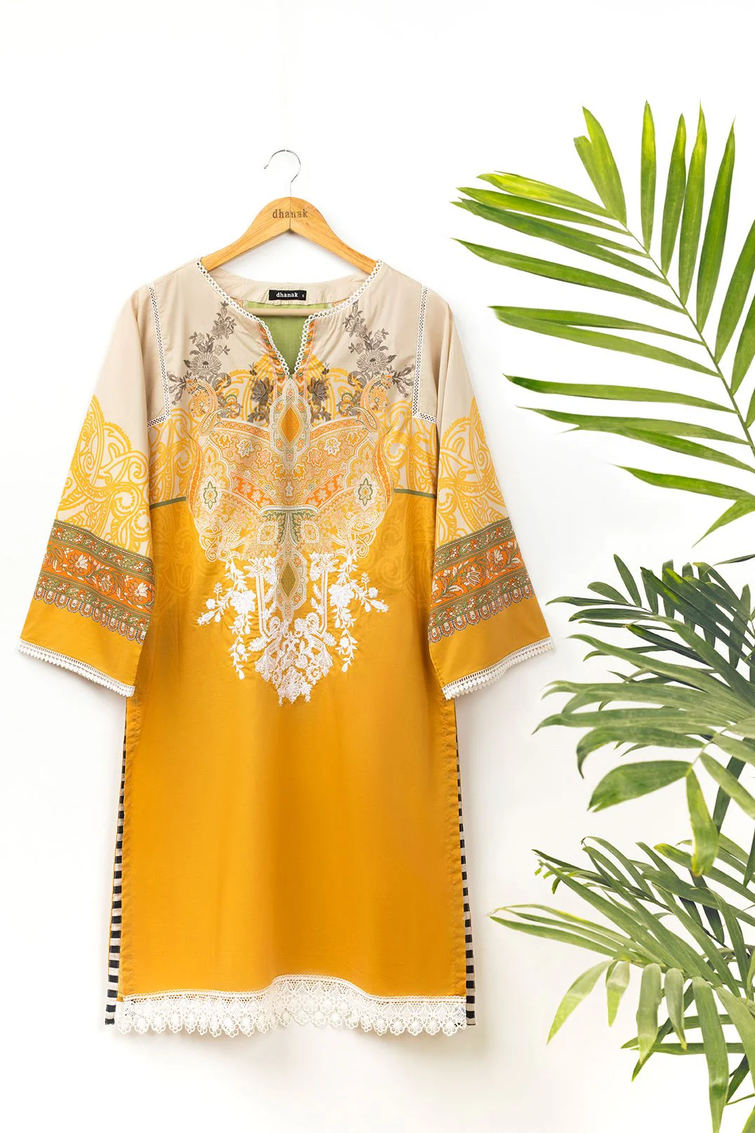 DC-0376 YELLOW EMBROIDERED KURTA