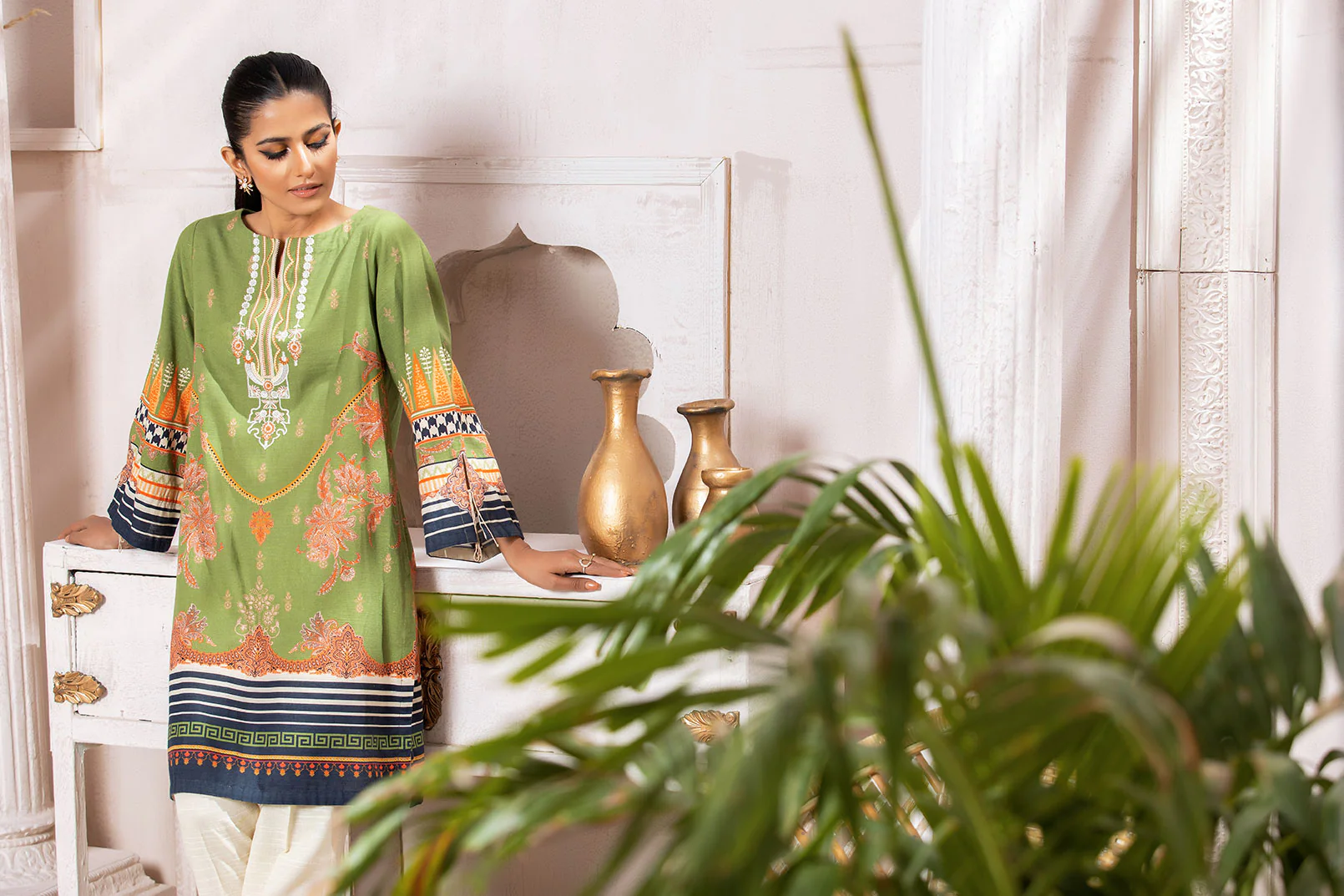 DC-0405 GREEN EMBROIDERED KURTA - Image 6