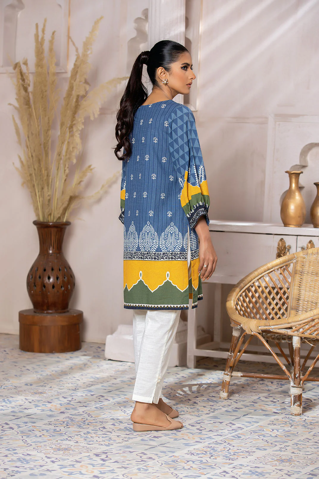 DC-0408 BLUE DIGITAL PRINTED KURTA - Image 5