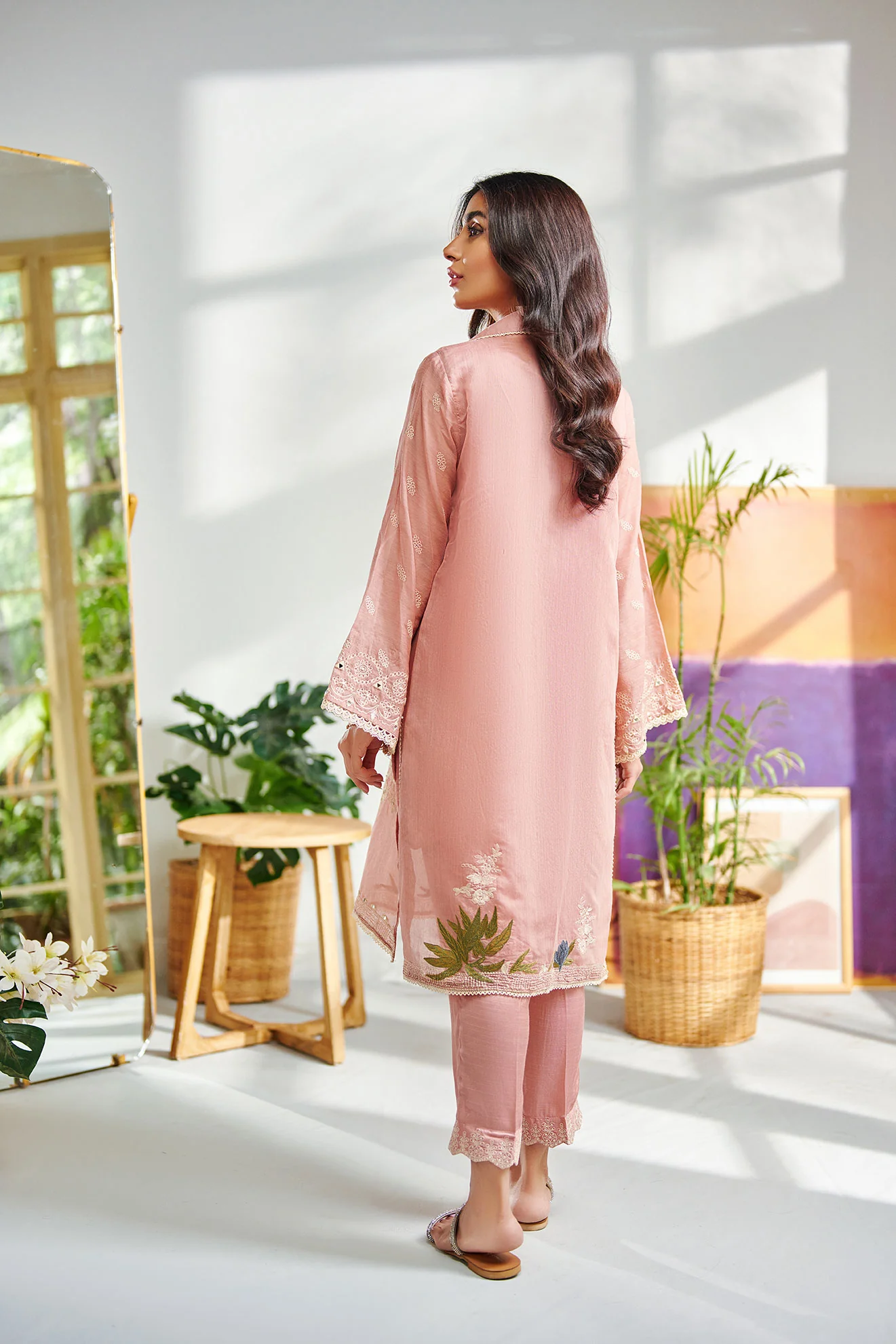 DC-2004 BLUSH-PINK 2PCS  EMBROIDERED KURTA WITH TROUSER - Image 4