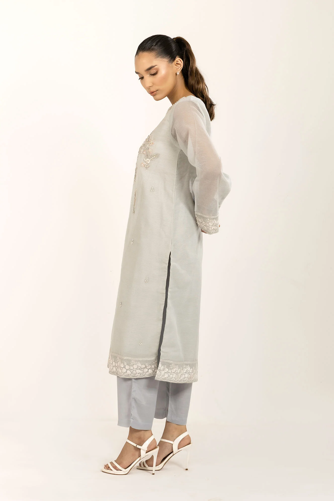 DL-0259 L-GREY 2Pcs SHIRT WITH TROUSER - Image 2