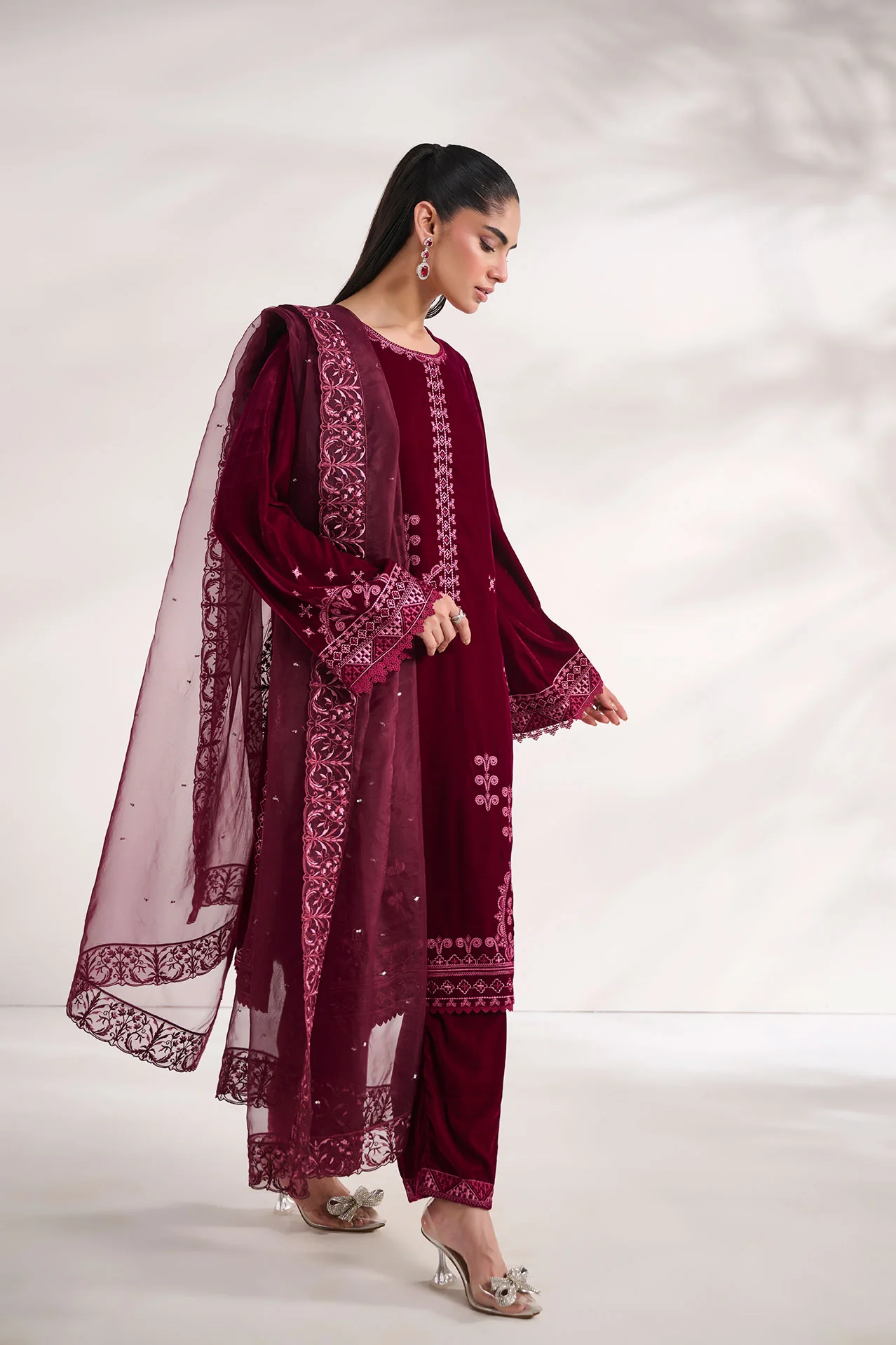FW24DD-2618 MAROON DUPATTA