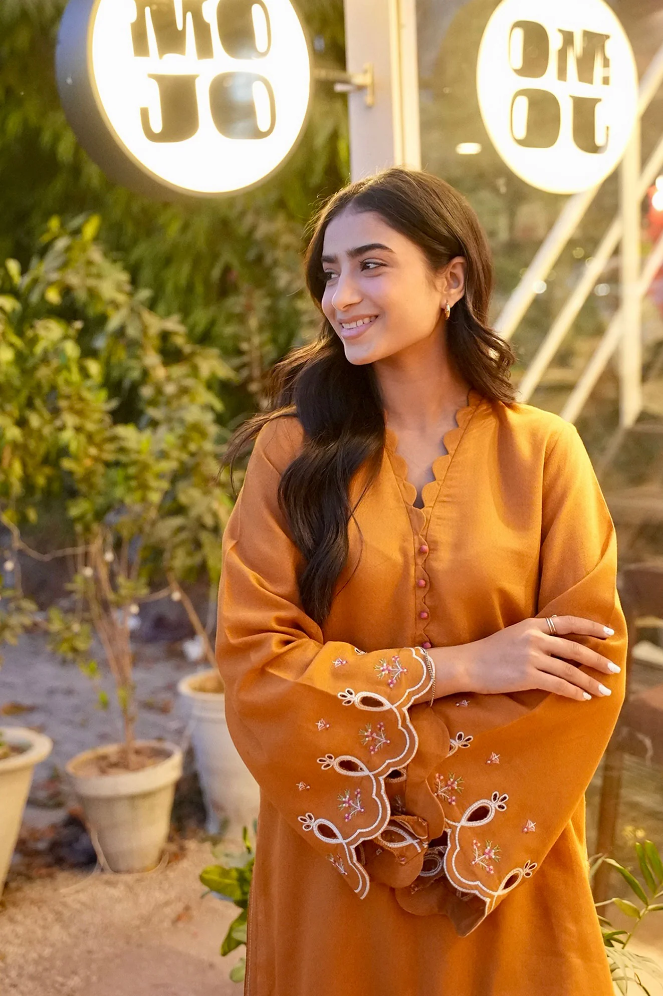 FW25DC-2881 MUSTARD 2PCS EMBROIDERED KURTA WITH TROUSER - Image 10