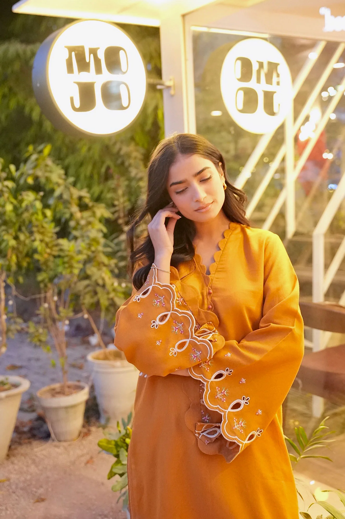 FW25DC-2881 MUSTARD 2PCS EMBROIDERED KURTA WITH TROUSER - Image 11