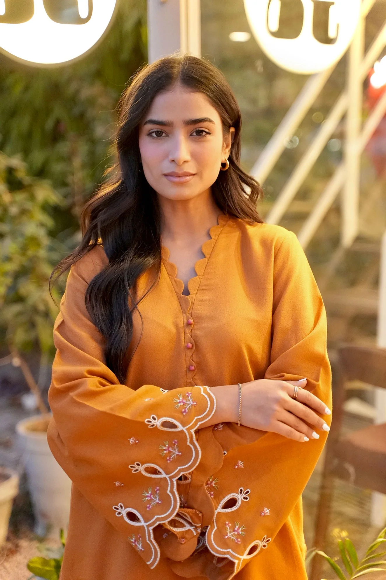 FW25DC-2881 MUSTARD 2PCS EMBROIDERED KURTA WITH TROUSER - Image 12