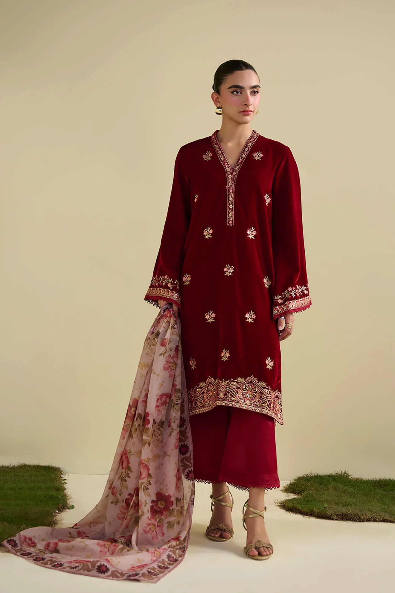 FW25DD-2828 BROWN PRINTED DUPATTA
