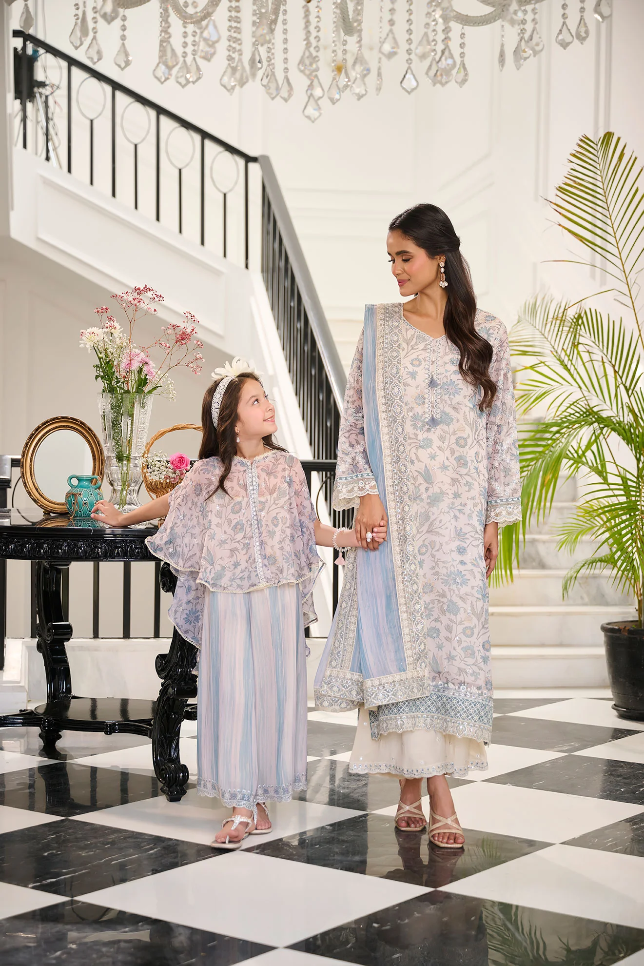 SS24DA-2365 SKY BLUE 2PCS EMBROIDERED KURTA WITH TROUSER - Image 2