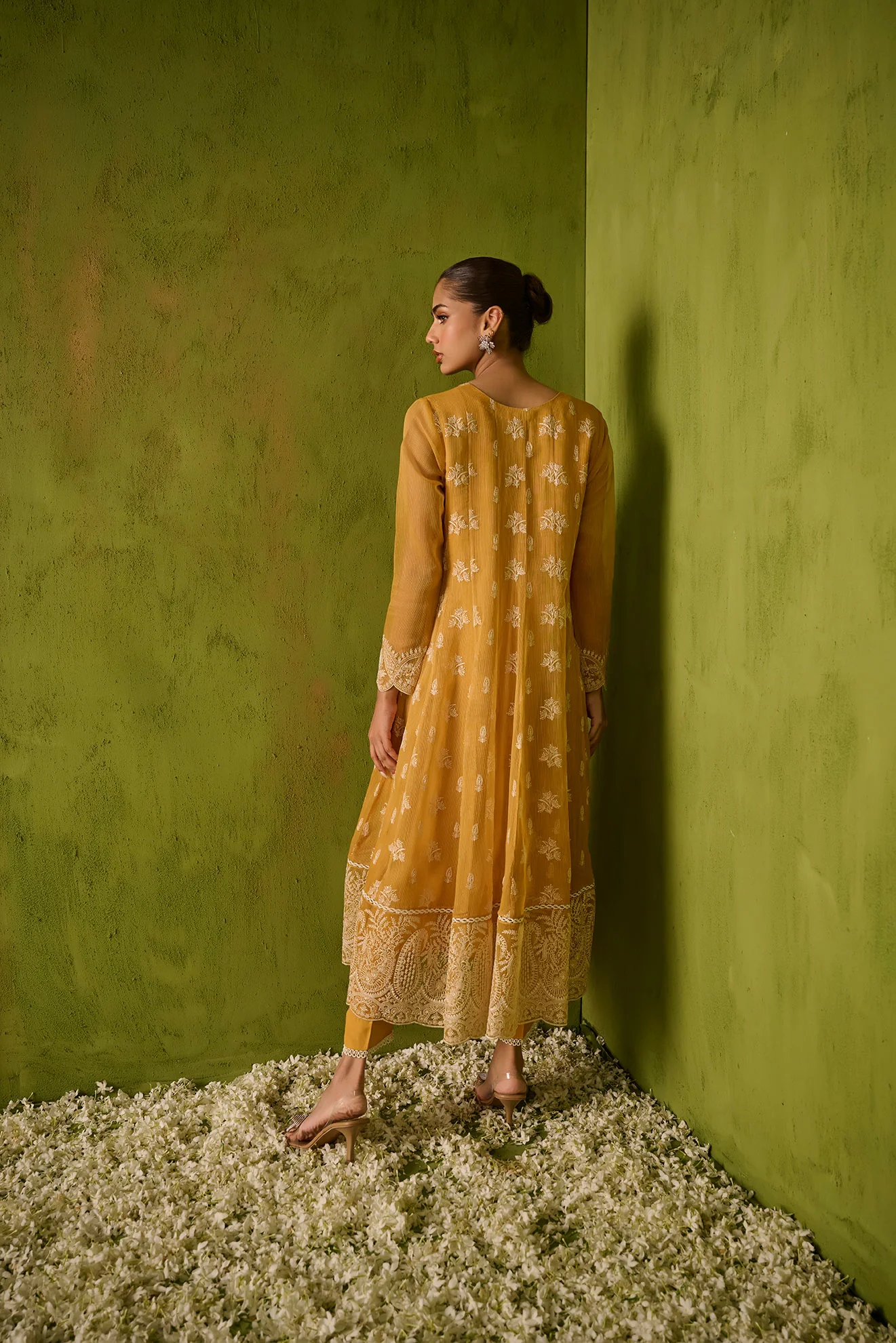 SS24DA-2479 MUSTARD 2PCS EMBROIDERED KURTA WITH TROUSER - Image 5