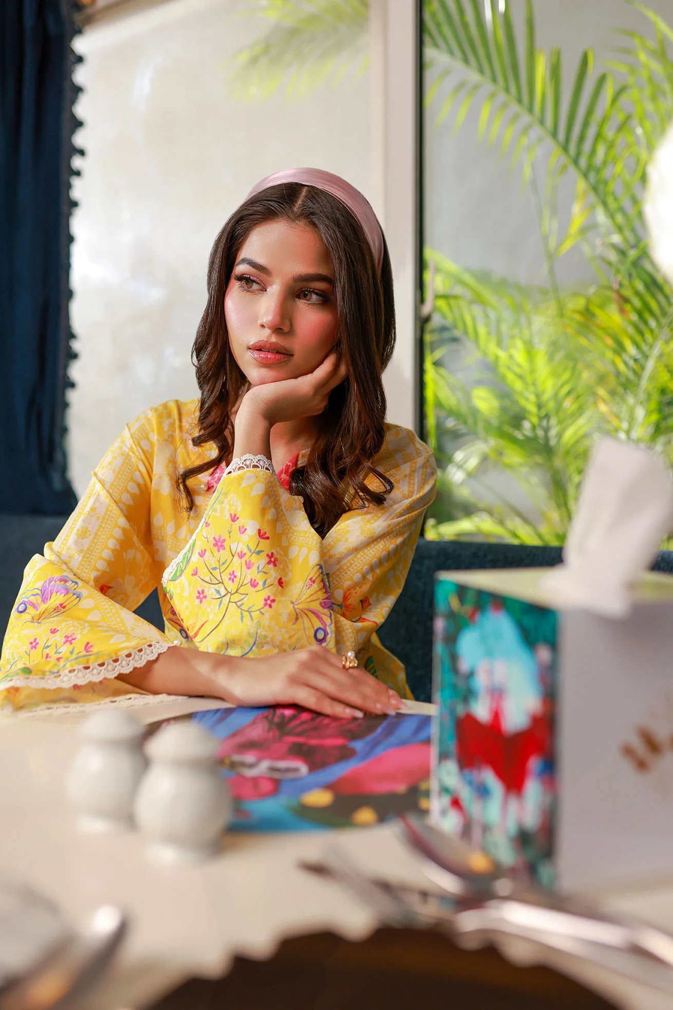 SS24DC-2524 YELLOW LAWN 2PCS PRINTED KURTA WITH TROUSER - Image 4