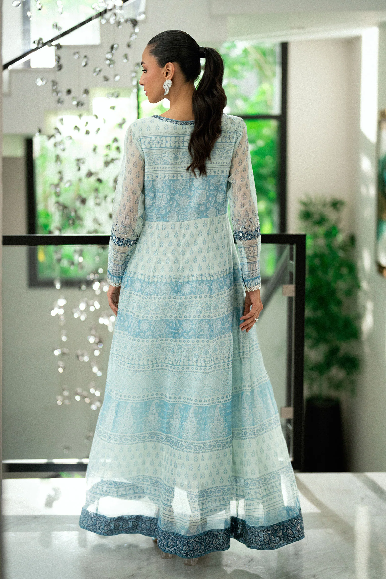 SS25DA-2728 SKY BLUE 2PCS EMBROIDERED PISHWAS WITH TROUSER - Image 3