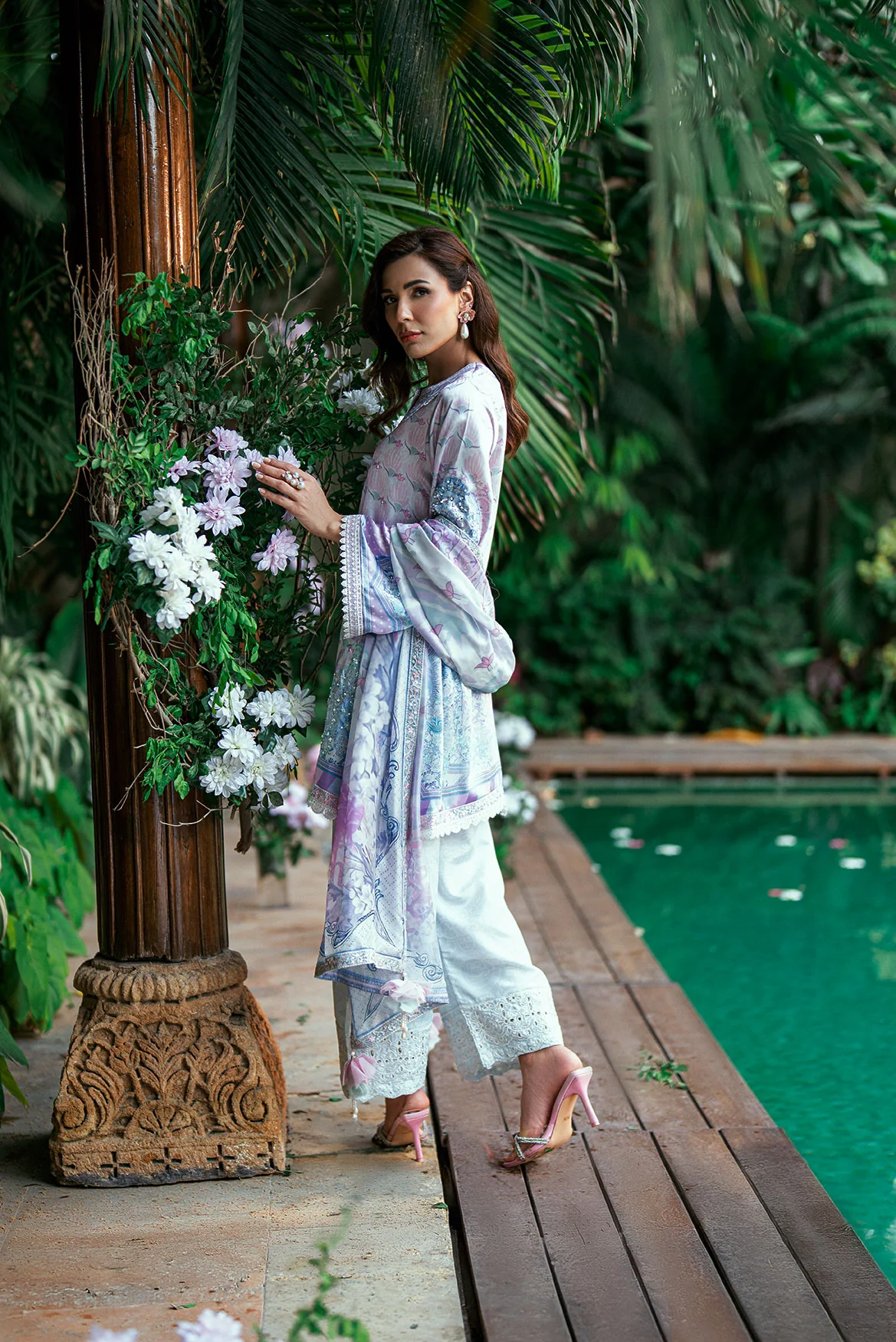 SS25DA-2752 SKY BLUE 2PCS  EMBROIDERED KURTA WITH TROUSER - Image 4