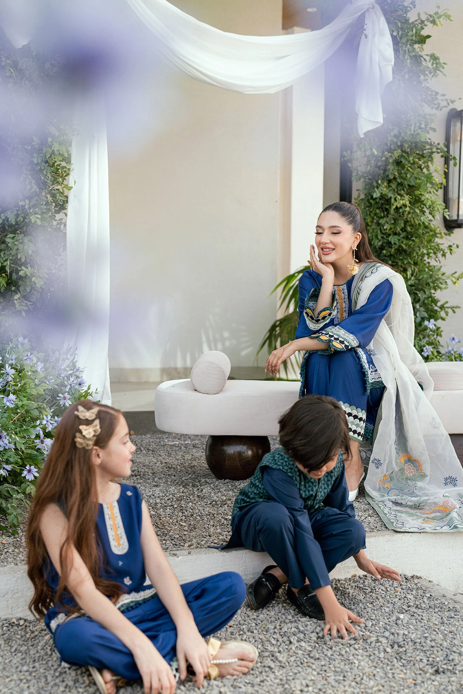 SS25DK-0186 - NAVY BLUE  -  KURTA ,PAJAMA & WAIST COAT - 3PCS - Image 3
