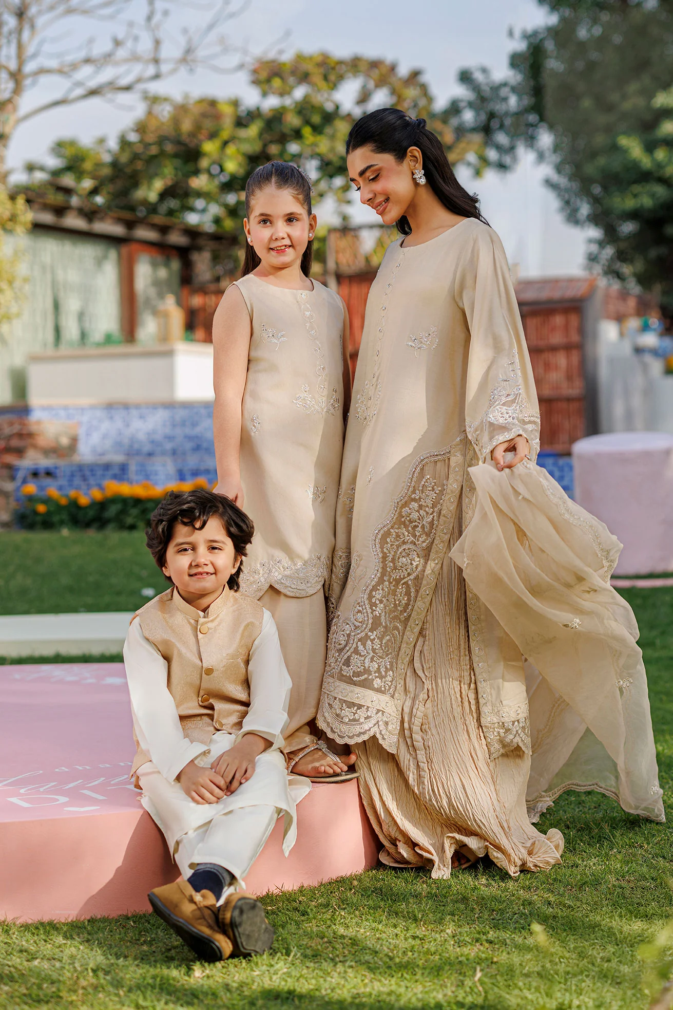 SS26DA-2901 BEIGE 2PCS  EMBROIDERED KURTA WITH TROUSER - Image 13