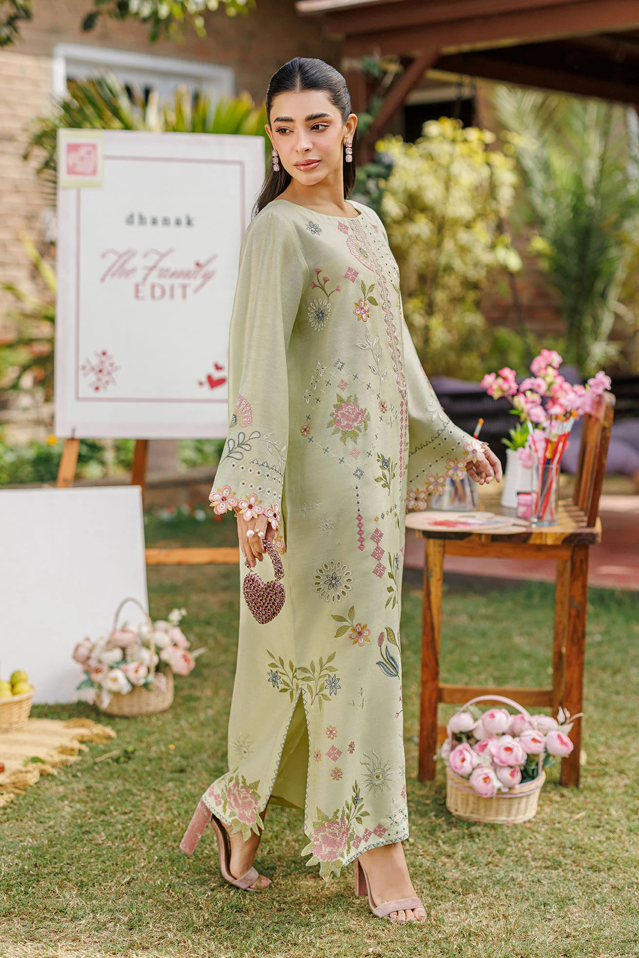 SS26DA-2904 MINT GREEN 2PCS EMBROIDERED KURTA WITH TROUSER - Image 4