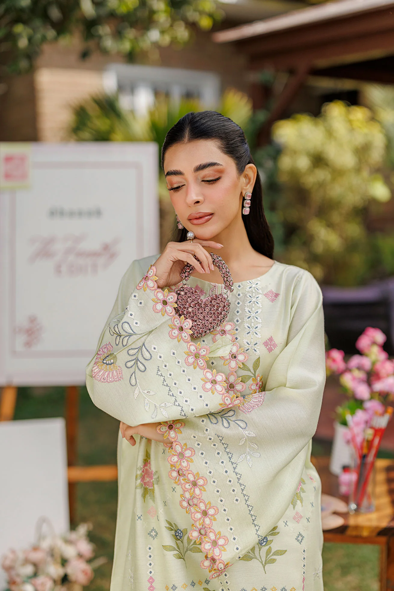 SS26DA-2904 MINT GREEN 2PCS EMBROIDERED KURTA WITH TROUSER - Image 5