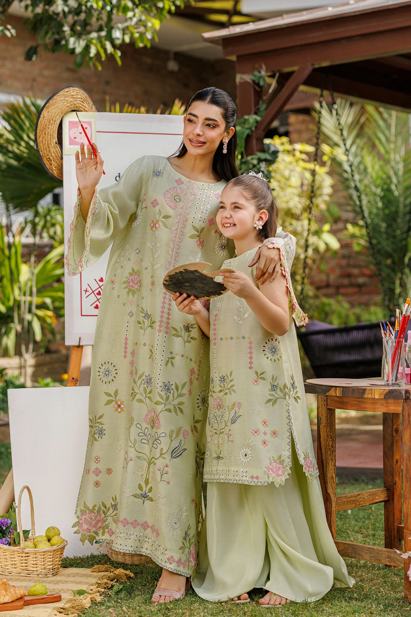 SS26DA-2904 MINT GREEN 2PCS EMBROIDERED KURTA WITH TROUSER - Image 9