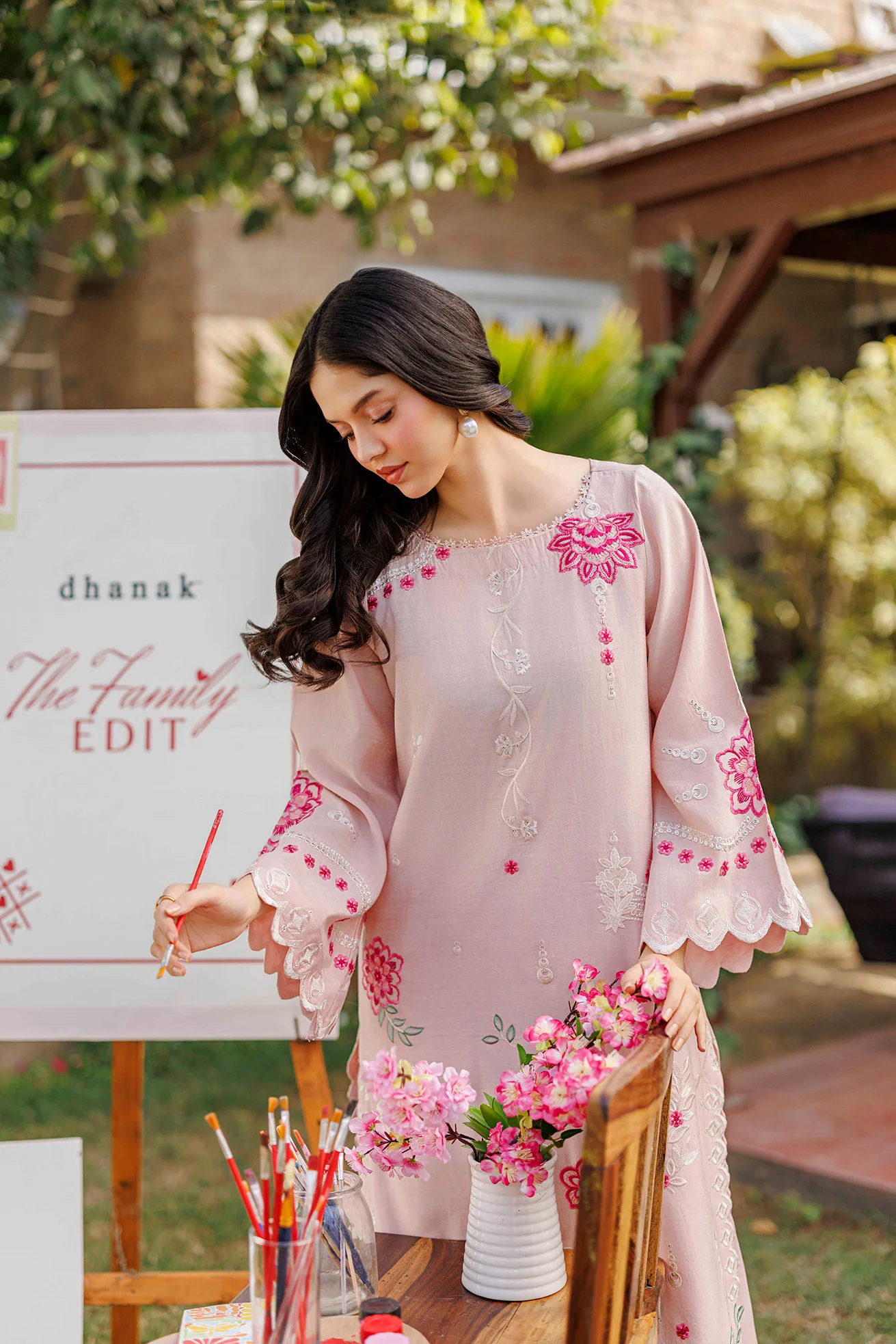 SS26DA-2906 PINK 2PCS EMBROIDERED KURTA WITH TROUSER - Image 10