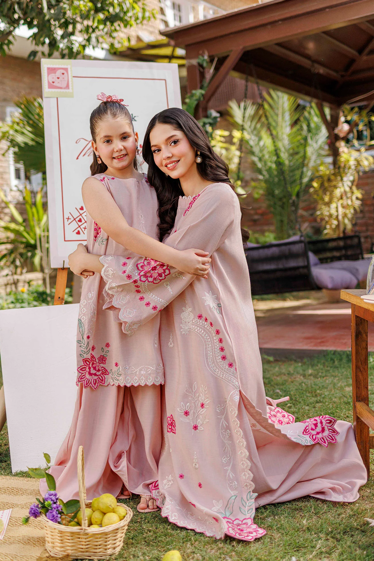 SS26DA-2906 PINK 2PCS EMBROIDERED KURTA WITH TROUSER - Image 6