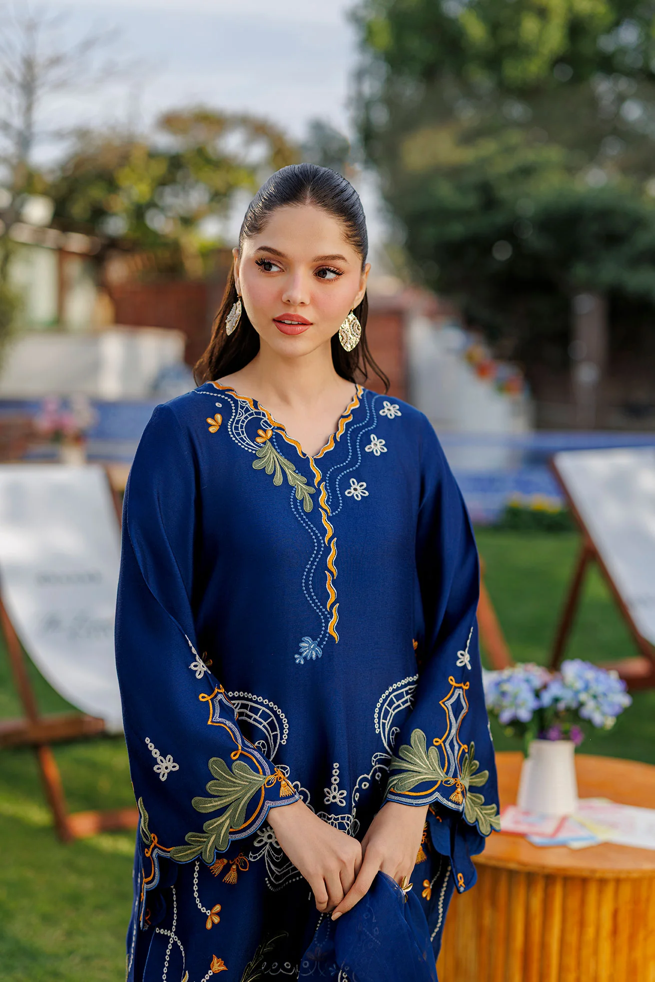 SS26DA-2907 ROYAL BLUE 2PCS EMBROIDERED KURTA WITH TROUSER - Image 6