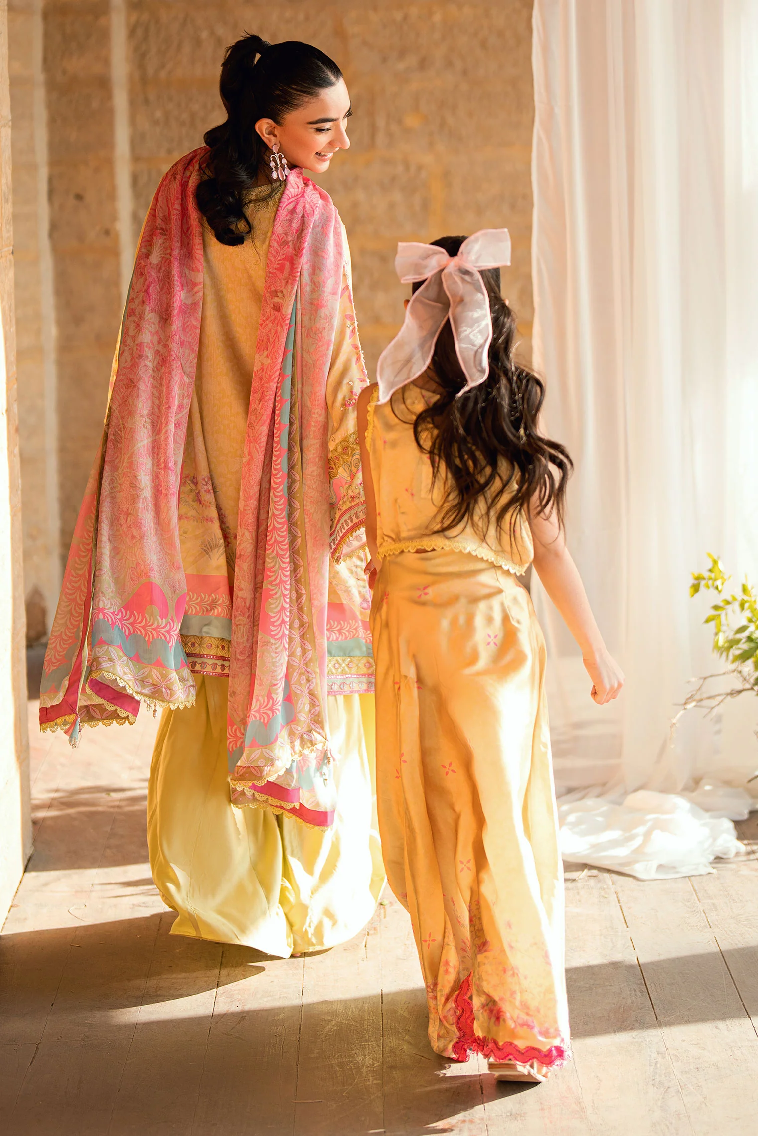 SS26DA-2892 YELLOW 2PCS HAND EMBELLISHED KURTA WITH TROUSER - Image 11